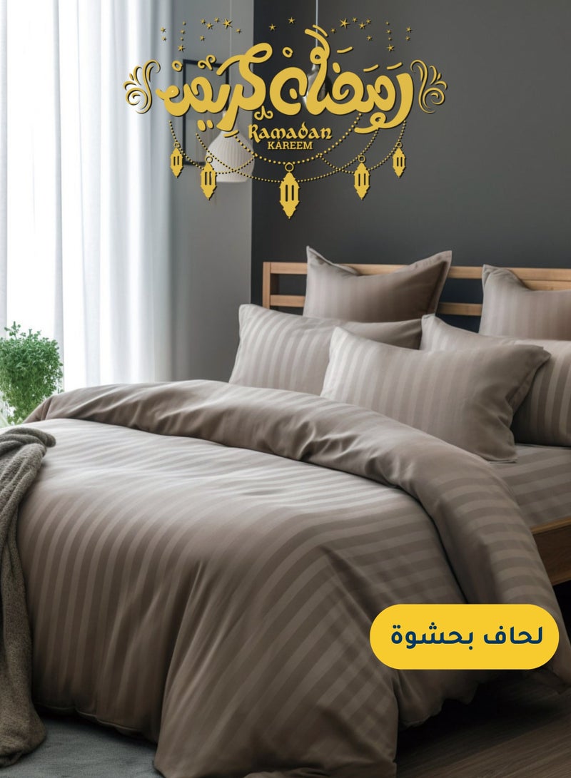 سيد المنسوجات المنزلية مفرش فندقي مفرد ونص من مايكروفايبر، يناسب سرير بحجم 160 سم × 200 سم، 5 قطع، مع الحشوة القابلة للنزع، بتصميم خطوط فندقية - Image 1